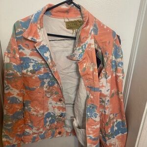 Tie-Dye Denim Jacket - Coral Multi